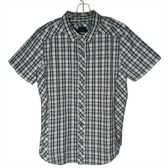 Prana Other - prAna Casual Short Sleeve Button Down Shirt ‎ Men's L Plaid Organic Cotton Blend